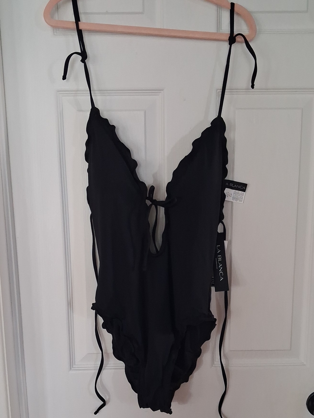 La Blanca Black Tie-Front One-Piece Swimsuit